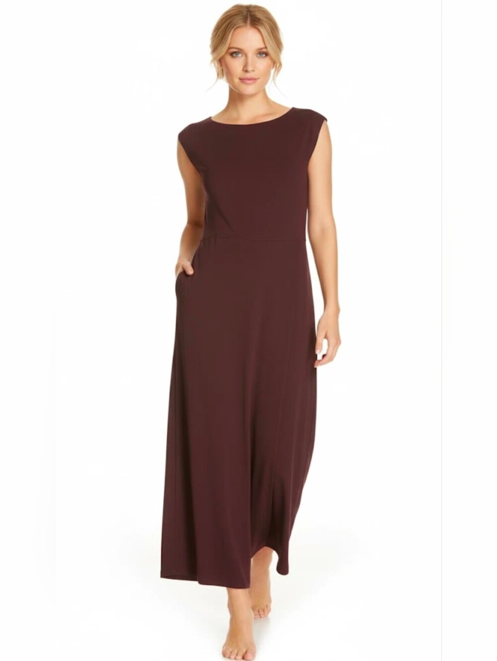 NWT Eileen Fisher Stretch Jersey Cropped Jumper in Cassis Faux-Wrap Jumpsuit XXS